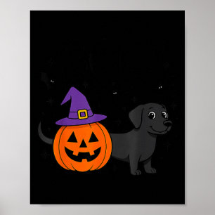 Halloween Labrador Retriever Dog With Pumpkin And Poster