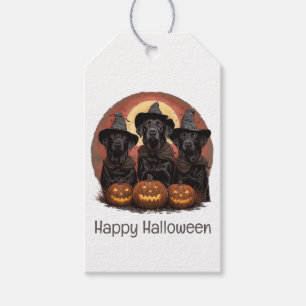 Halloween Labrador Retriever Dogs Witch Hats Gift Tags