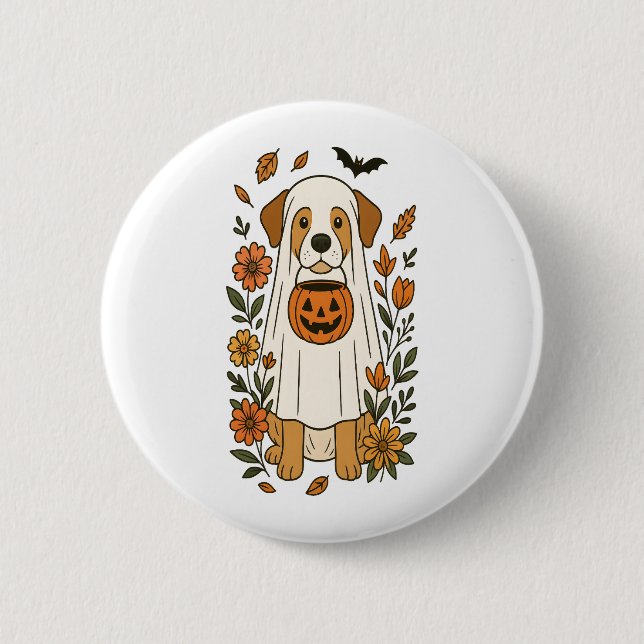 Halloween Labrador Retriever Flowers 6 Cm Round Badge (Front)
