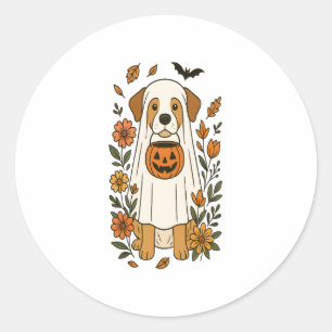 Halloween Labrador Retriever Flowers Classic Round Sticker