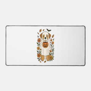 Halloween Labrador Retriever Flowers Desk Mat