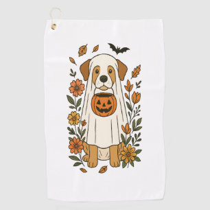 Halloween Labrador Retriever Flowers Golf Towel