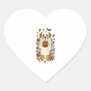 Halloween Labrador Retriever Flowers Heart Sticker