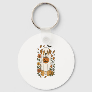 Halloween Labrador Retriever Flowers Key Ring