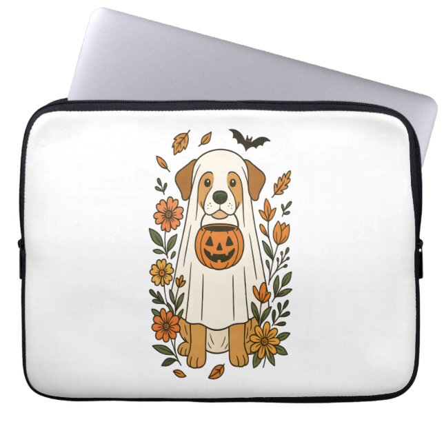 Halloween Labrador Retriever Flowers Laptop Sleeve (Front)