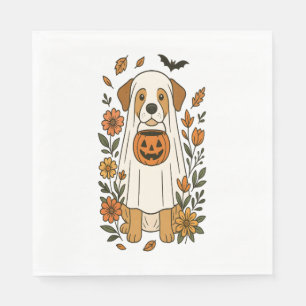 Halloween Labrador Retriever Flowers Napkin