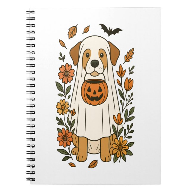 Halloween Labrador Retriever Flowers Notebook (Front)
