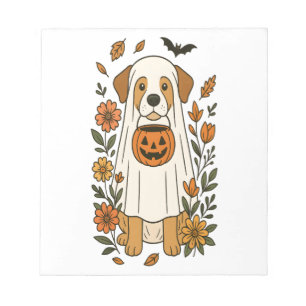 Halloween Labrador Retriever Flowers Notepad