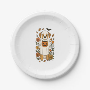 Halloween Labrador Retriever Flowers Paper Plate