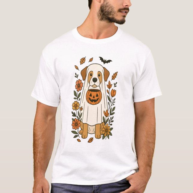 Halloween Labrador Retriever Flowers T-Shirt (Front)