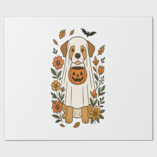 Halloween Labrador Retriever Flowers Wrapping Paper