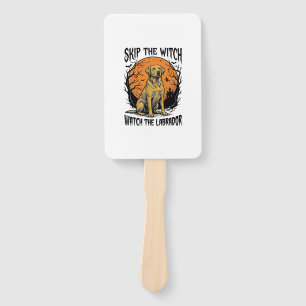 Halloween Labrador Shirt with Spooky Dog Warning_1 Hand Fan