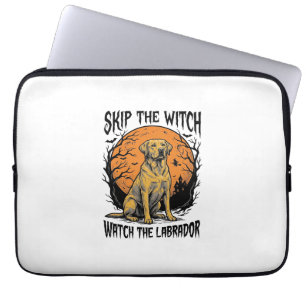 Halloween Labrador Shirt with Spooky Dog Warning_1 Laptop Sleeve