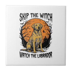 Halloween Labrador Shirt with Spooky Dog Warning_1 Tile