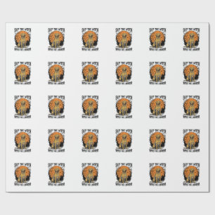 Halloween Labrador Shirt with Spooky Dog Warning_1 Wrapping Paper