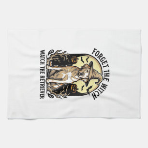 Halloween Labrador Witch Vintage Retriever Dog Des Tea Towel