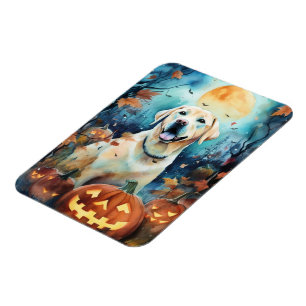 Halloween Labrador With Pumpkins Scary Magnet