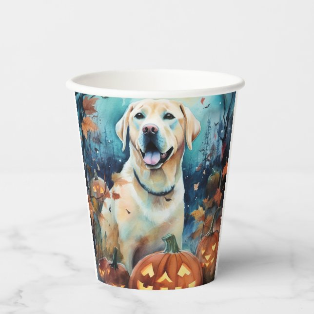 Halloween Labrador With Pumpkins Scary Paper Cups (Front)