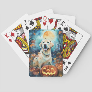 Halloween Labrador With Pumpkins Scary Playing Cards