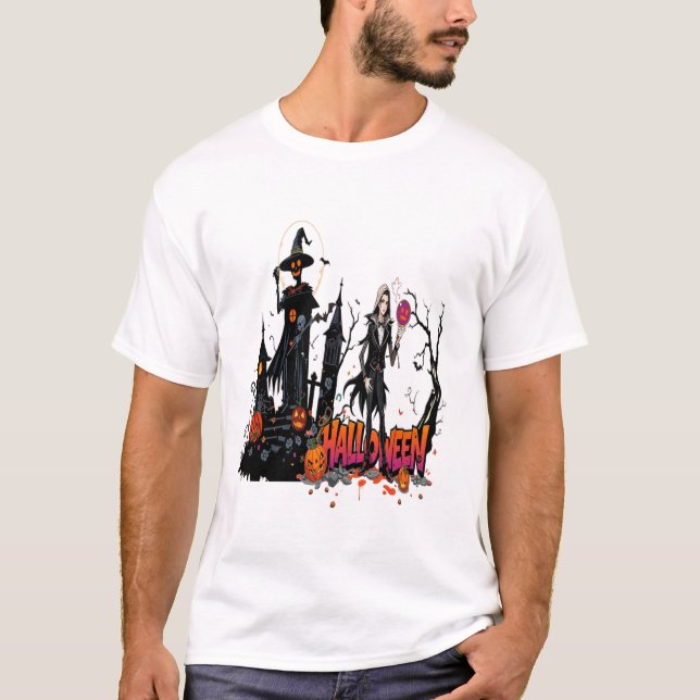 halloween ladies graffiti art 3D cool family T-Shirt (Front)