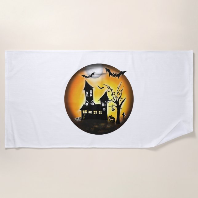 Halloween landscape beach towel (Front)