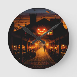 Halloween Landscape Five Round Clock