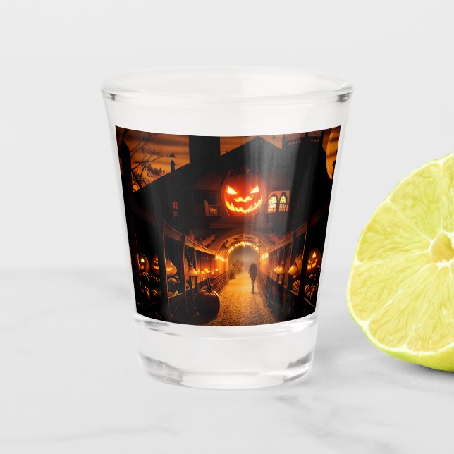 Halloween Landscape Five Shot Glass (Front)