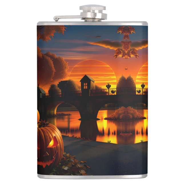 Halloween Landscape  Hip Flask (Front)