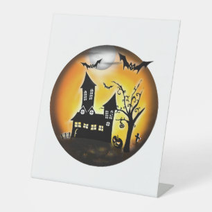 Halloween landscape pedestal sign