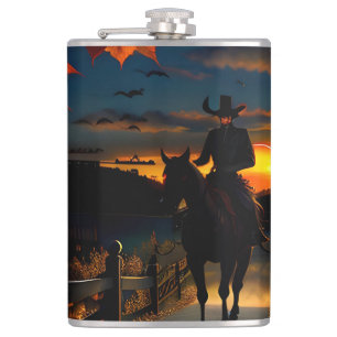 Halloween Landscape Seven Hip Flask