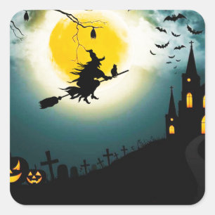 Halloween landscape square sticker