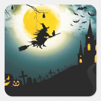 Halloween landscape square sticker