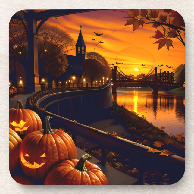 Halloween Landscape Two Coaster (Front)