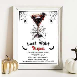 Halloween "Last Night Diapers" Baby Shower Game Poster