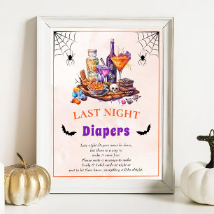 Halloween "Last Night Diapers" Baby Shower Game Poster