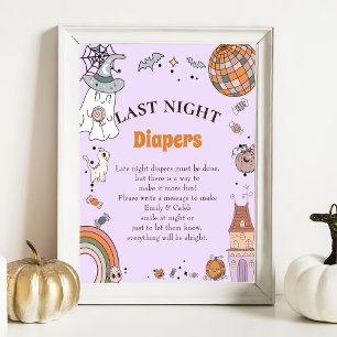 Halloween "Last Night Diapers" Baby Shower Game  Poster