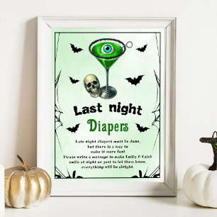 Halloween "Last Night Diapers" Baby Shower Game Poster