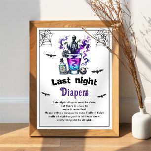 Halloween "Last Night Diapers" Baby Shower Game Poster
