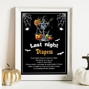 Halloween "Last Night Diapers" Baby Shower Game Poster