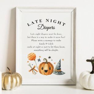 Halloween "Late Night Diapers" Baby Shower Game Poster