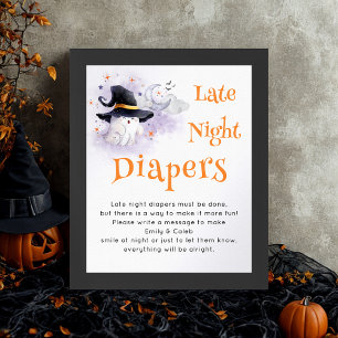 Halloween 'Late Night Diapers' Baby Shower Game Poster
