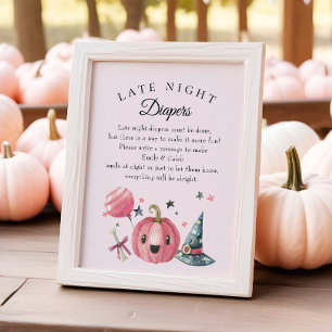Halloween "Late Night Diapers" Baby Shower Game Poster