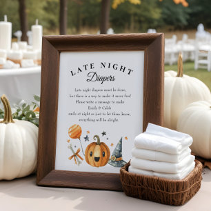 Halloween "Late Night Diapers" Baby Shower Game Poster