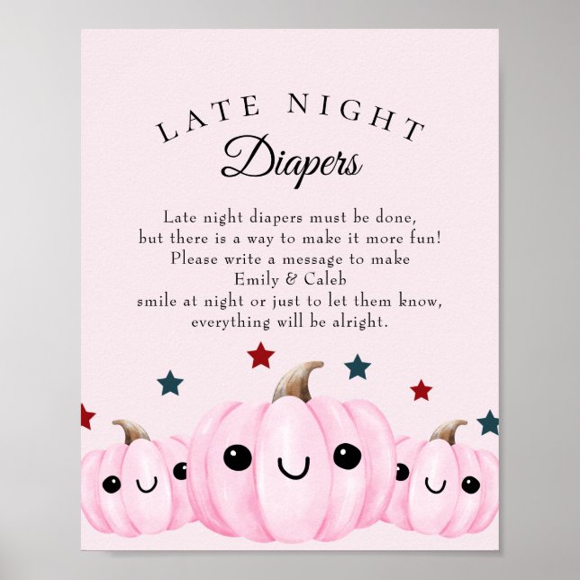 Halloween Late Night Diapers Baby Shower Game Poster (Front)