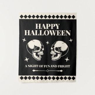 Halloween Laughing Skulls Fun and Fright Tapestry