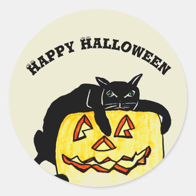 HALLOWEEN LAZY BLACK CAT stickers (Front)