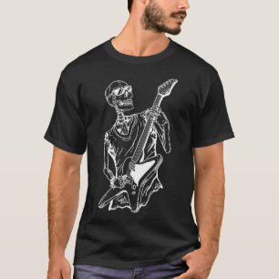 Halloween Lazy Costume Skeleton Guitar Musician  T-Shirt