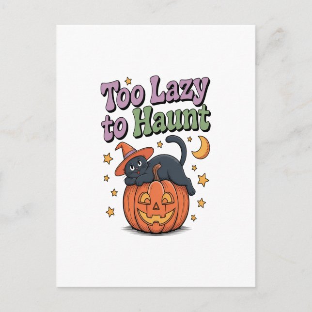 Halloween Lazy Ghost Postcard (Front)