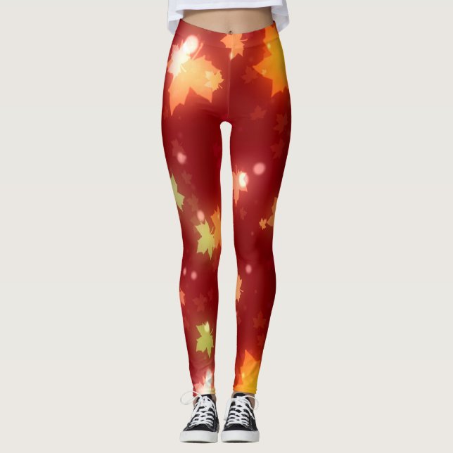Halloween Leaves Autumn Leggings (Front)