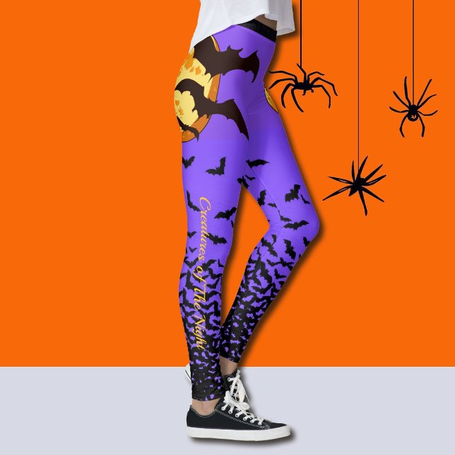 Halloween Leggings Customise Bats Full Moon (Creator Uploaded)